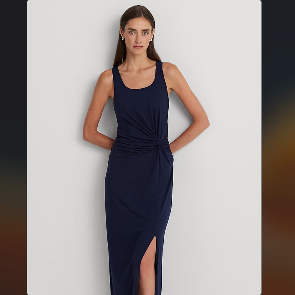 Lauren  Ralph Lauren Twist-Front Jersey Sleeveless Dress